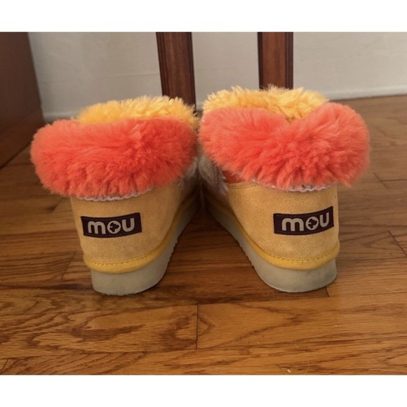 MOU Eskimo‎ Women's Sheepskin Boots RARE & Fun Yellow/ Orange Size 38 Eu 7.5 US - Picture 6 of 8